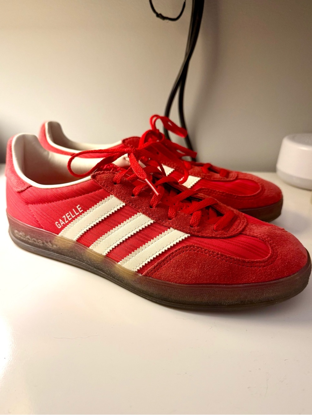 adidas Gazelle Women's Red with White Stripes Sneakers